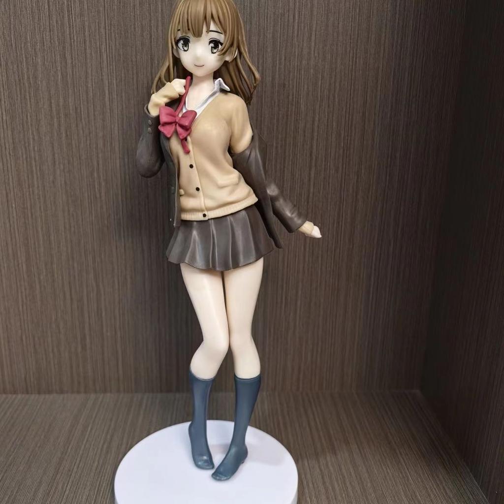 18CM Ogiwara Sayu Figure Anime Hige Wo Soru Soshite Joshikousei Wo Hirou Squatting Animation Model Toys Gifts Decoration PVC