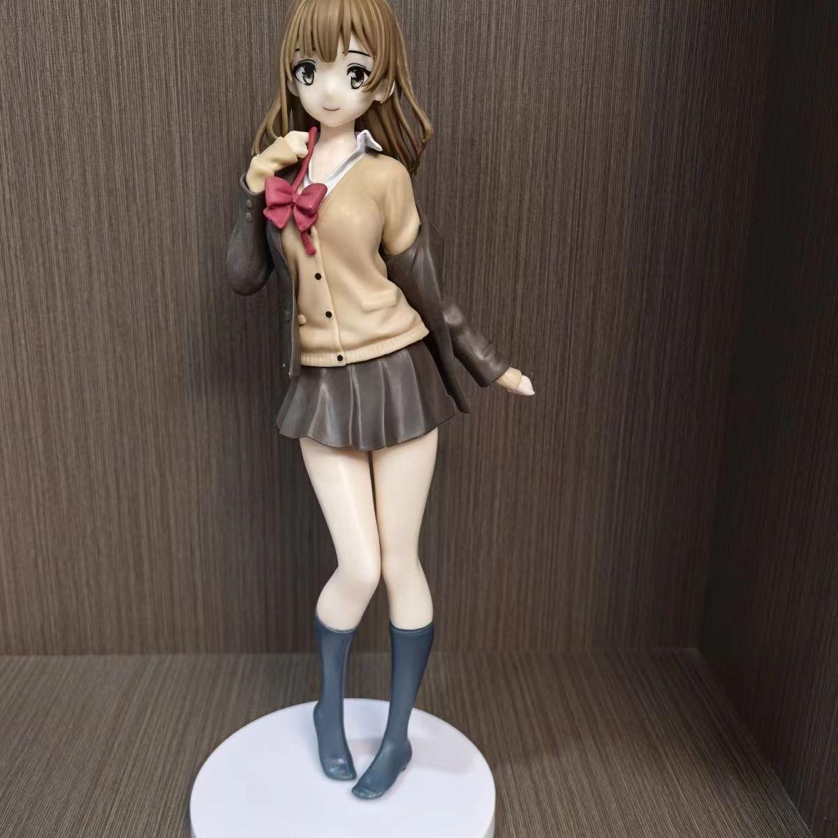 

18CM Ogiwara Sayu Figure Anime Hige Wo Soru Soshite Joshikousei Wo Hirou Squatting Animation Model Toys Gifts Decoration PVC NO box
