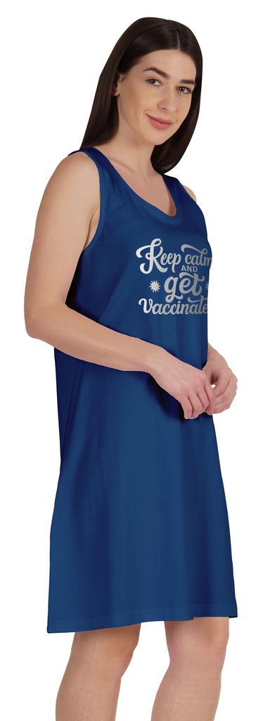 Inkmeso Keep Calm and Get Vaccinated T-Shirt Funny Pro Vaccine Summer Scoop Neck