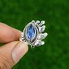 Natural Tanzanite Quartz Gemstone 925 Silver Promise Adjustable Ring For Girls
