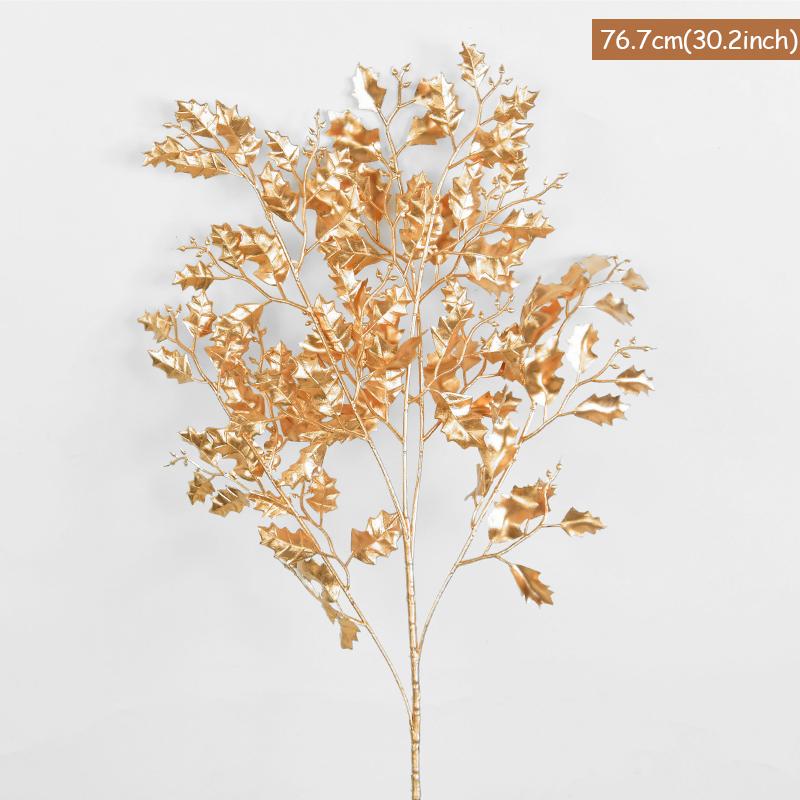 Golden Artificial Plants Eucalyptus Maple Leaf 2024 Christmas Decoration For Home Living Room Wedding Party Flower Arrangement