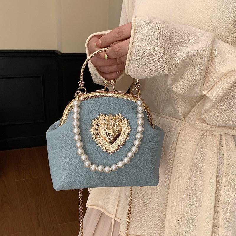 Xiaoxiangfeng Pearl Handbag Women's 2025 New Korean Version Fashion Niche Shoulder Bag Crossbody Clip Shell Bag