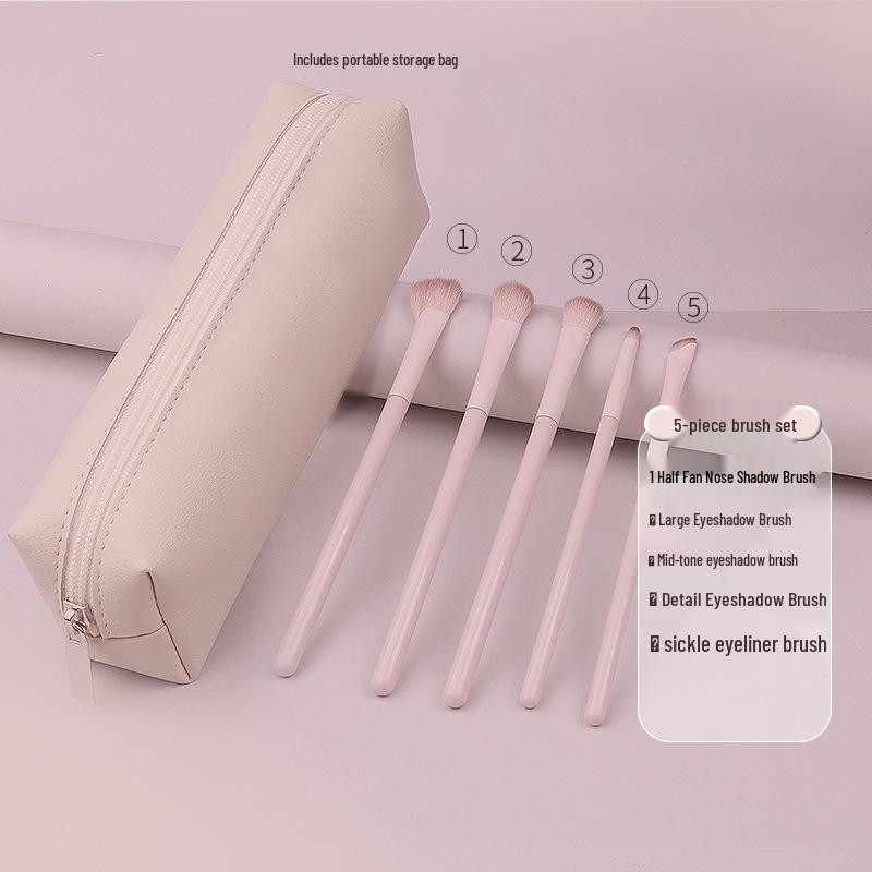 Powder Peach Makeup Brush Set: Eyeshadow, Blush, Contour, Blending, Nose Shadow, Concealer - Full Set for Beginners