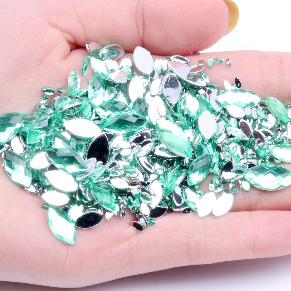 New Style Acrylic Flat Back Rhinestones for Shoes 2x4mm 10000pcs Marquise Dress Jewelry Nails Art Charms