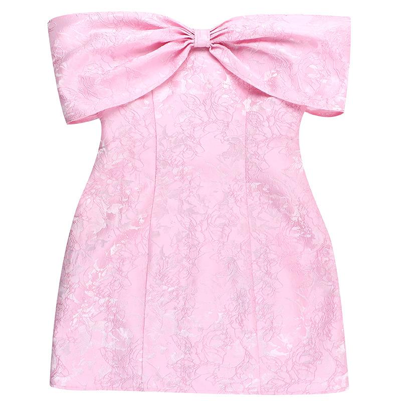 Sexy šaty s odhalenými zády a mašlí na ramenou, jednořádkové, s výstřihem do V, dámské temperamentní šaty