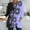 Ladies Plus Size Crew Neck Long Sleeve Tunic Soft Oversized Tops For Household And Casual Outdoor Wear