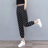 Polka Dot Women's Leggings, Summer Chiffon Harlan Pants Thin High Waisted Letter Elastic Waist, Slimming Sports Casual Pants