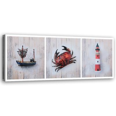 Canvas Print Boat Crab Lighthouse