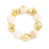 Maillard Smudged Acrylic Arc Splicing Bracelet, Light Luxury Resin Round Bead Elastic Bracelet.