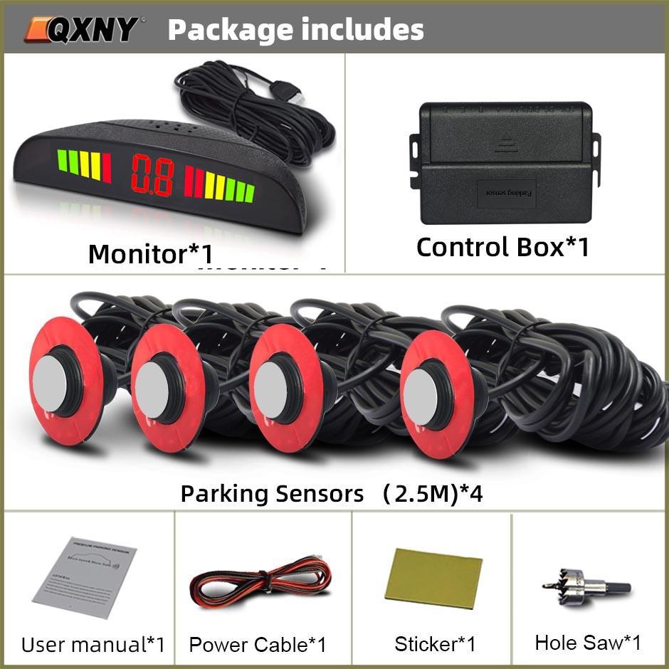 4 Parking Sensor Kit Rear Backup Radar Parktronic System Reverse Assist Distance Detection Vehicle Buzzer Voice Alarm Original