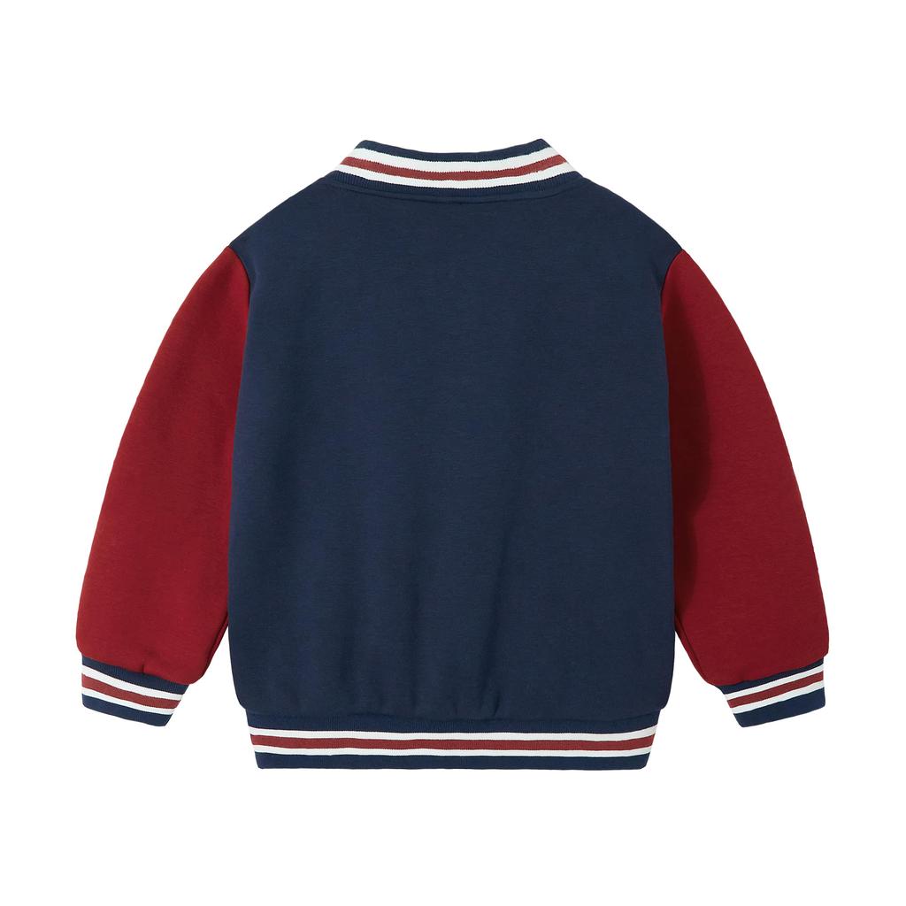 Volunboy Baseball Jacket for Long Baby Jacket with Perfect for School or Kindergarten Size Kids' Boys, Outerwear, Fall/Winter, Sleeve, Fleece-Lined,