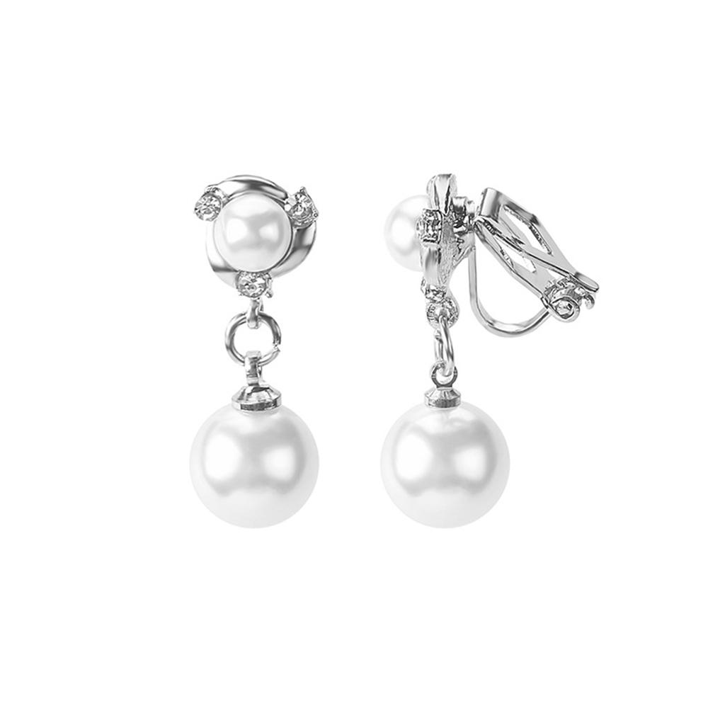 Non Pierced Simulated Pearl Clip On Earrings For Women Elegant Ear Jewelry Accessories