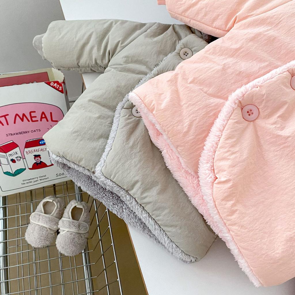 Baby Coat 2025 Winter New Cotton Baby Girl's Hooded Coat Plus Velvet Warm Hooded Jacket Coats