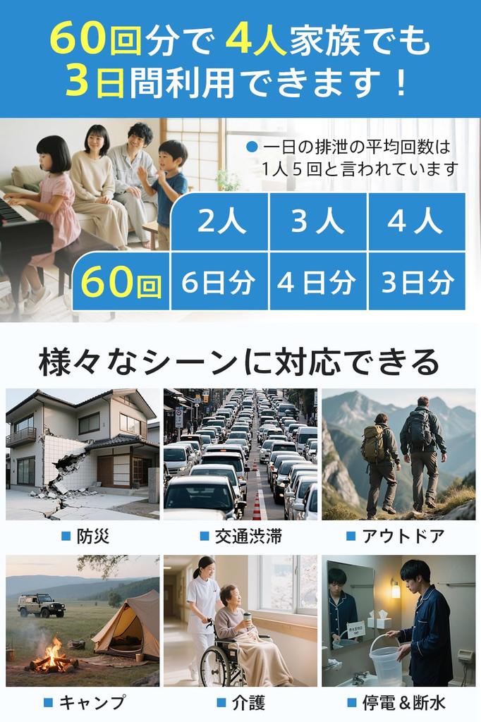 by a Disaster Prevention Emergency Antibacterial and Pack 60 Waste 60 Coagulating 120 Disposable and 1 Toilet and Portable for Outdoor and Other Water