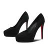 Fashion 2025 NEW Fashion Flock Platform Women Pumps Pointed Toe Sexy Party Shoes Spring Shallow Super High Heels Office Lady Dress Shoes