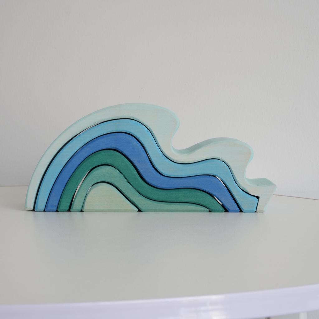 Montessori Wooden Wave Building Blocks - Educational Toy for Early Childhood Development