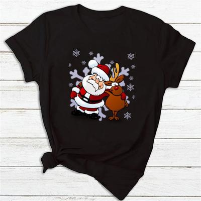 Vánoční téma Kreslené grafické tričko Pánské Dámské Unisex Streetwear Roztomilý potisk Santa Clause Sobů Ležérní krátký rukáv