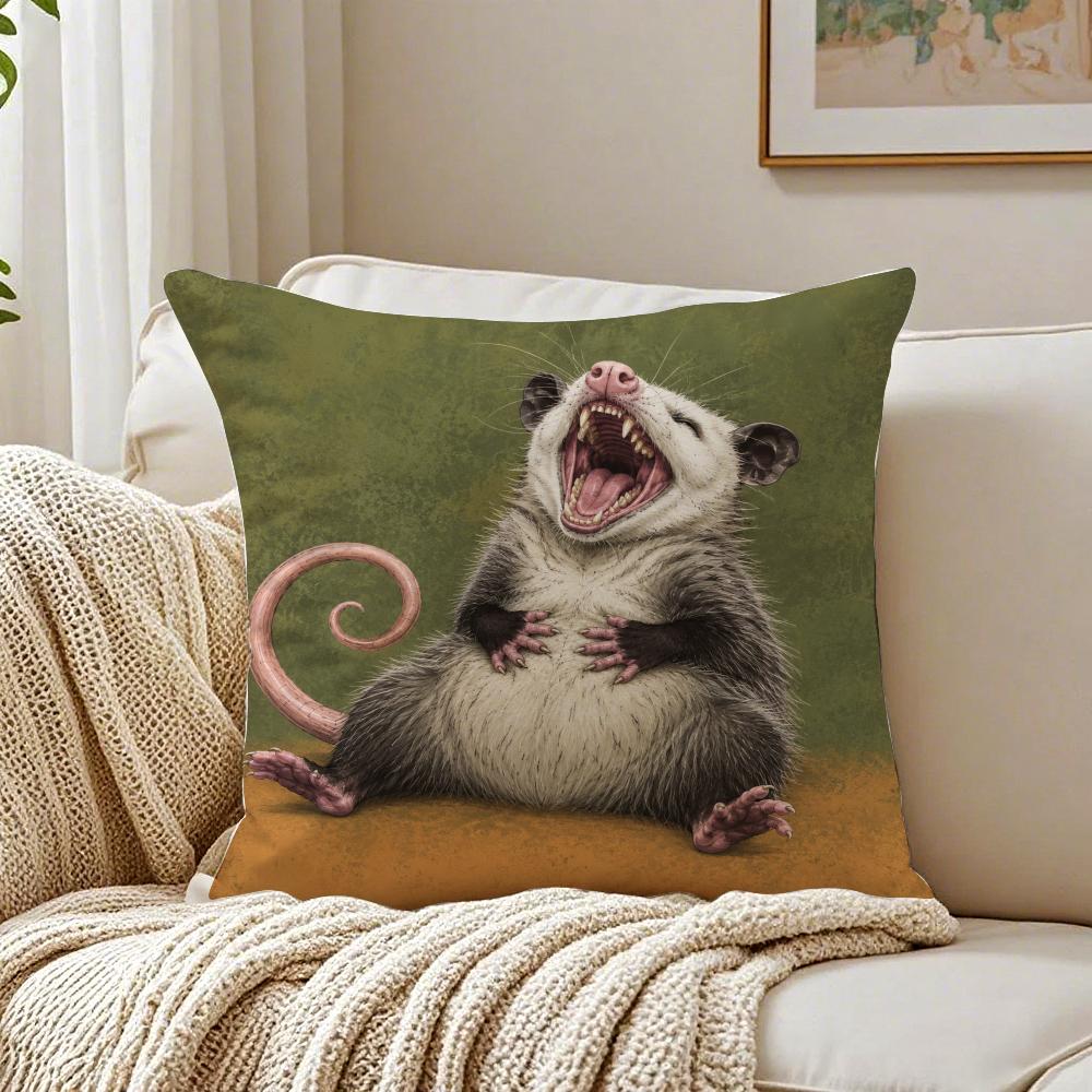 Farmhouse Style Modern Opossum Cushion Cover Organic Short Plush Cushion Covers Machine Washable Wrinkle-Resistant Soft Durable
