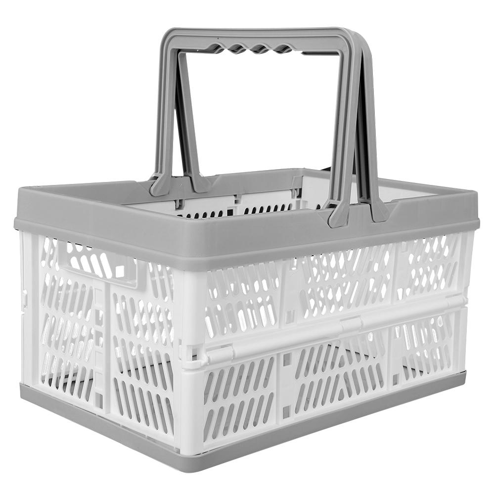 Foldable Clothes Laundry Storage Basket With Handles Organizer for Kitchen BedroomWhite Gray