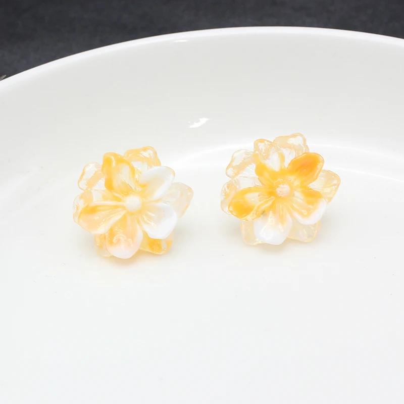 Resin Transparent 3D Flower Big Stud Earring for Women Personality Creative Lovely Simple Wedding Jewelry Girl Gift Brincos