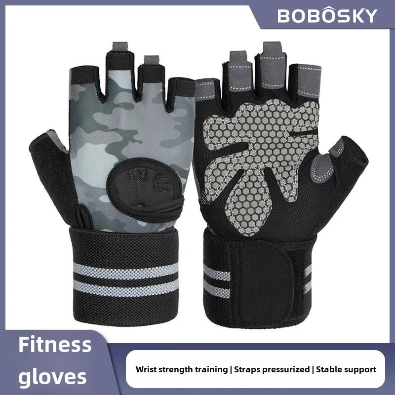 Anti Slip Shock Breathable Half Finger Gloves Breathable Bicycle Gloves Fitness Gym Bodybuilding Crossfit Exercise Athletic Gloves