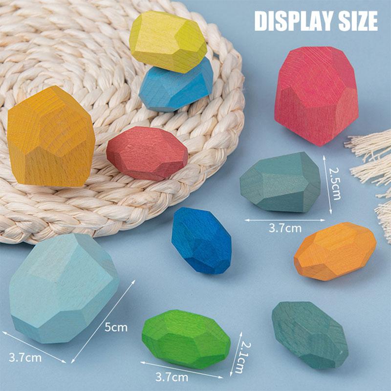 Children Wooden Gem Stone Balanc Building Blocks Educational Toys Creative Nordic Style Stacking Game Rainbow Wooden Toys Gift