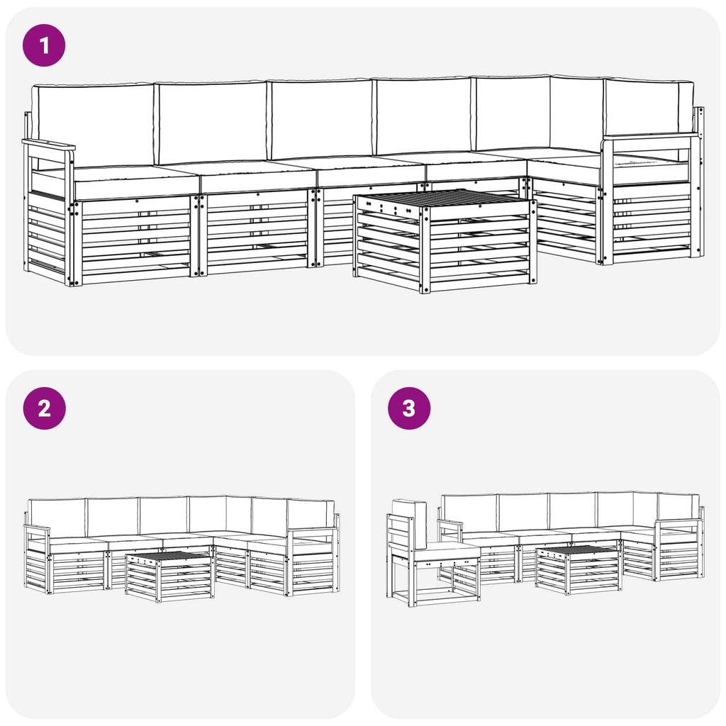 Outdoor Sofa Set 7 pcs White and Cream 59 x 59 x 37 cm
