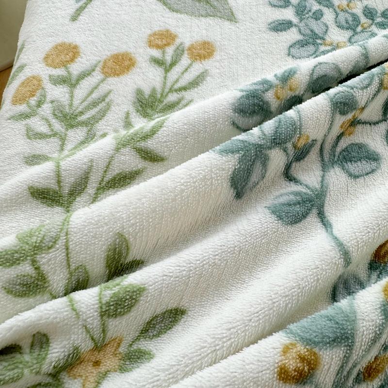 3Pcs Botanical Floral Style Bed Sheet Set Flannel Bed Sheets for Fall and Winter Luxury Super Soft Cozy Queen Size Bedding Set