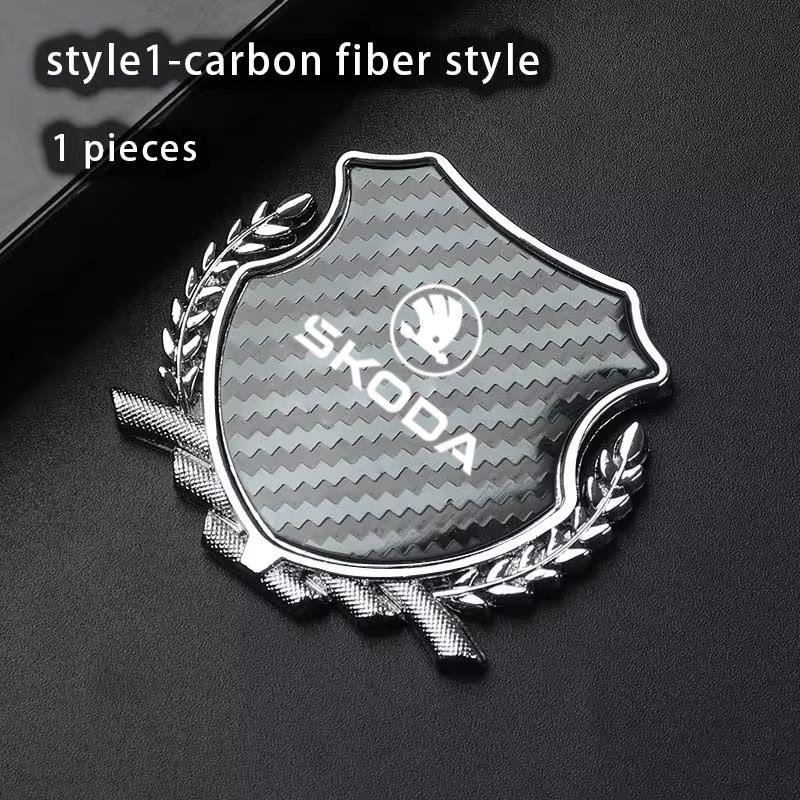 AER1 Metal Car Sticker Emblem Exterior Bodywork For Skoda Octavia Kodiaq Fabia Superb Karoq Yeti Rapid Vrs Accessories Key Case