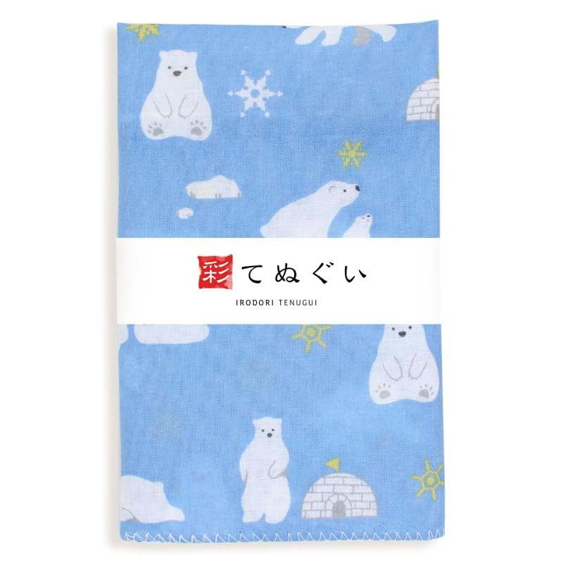 Irodori Gauze Tenugui Gauze Set of 33 x 88cm (Tenugui) Double-Layered Fabric, 5, Approx. (Animal Print, Fray-Resistant)