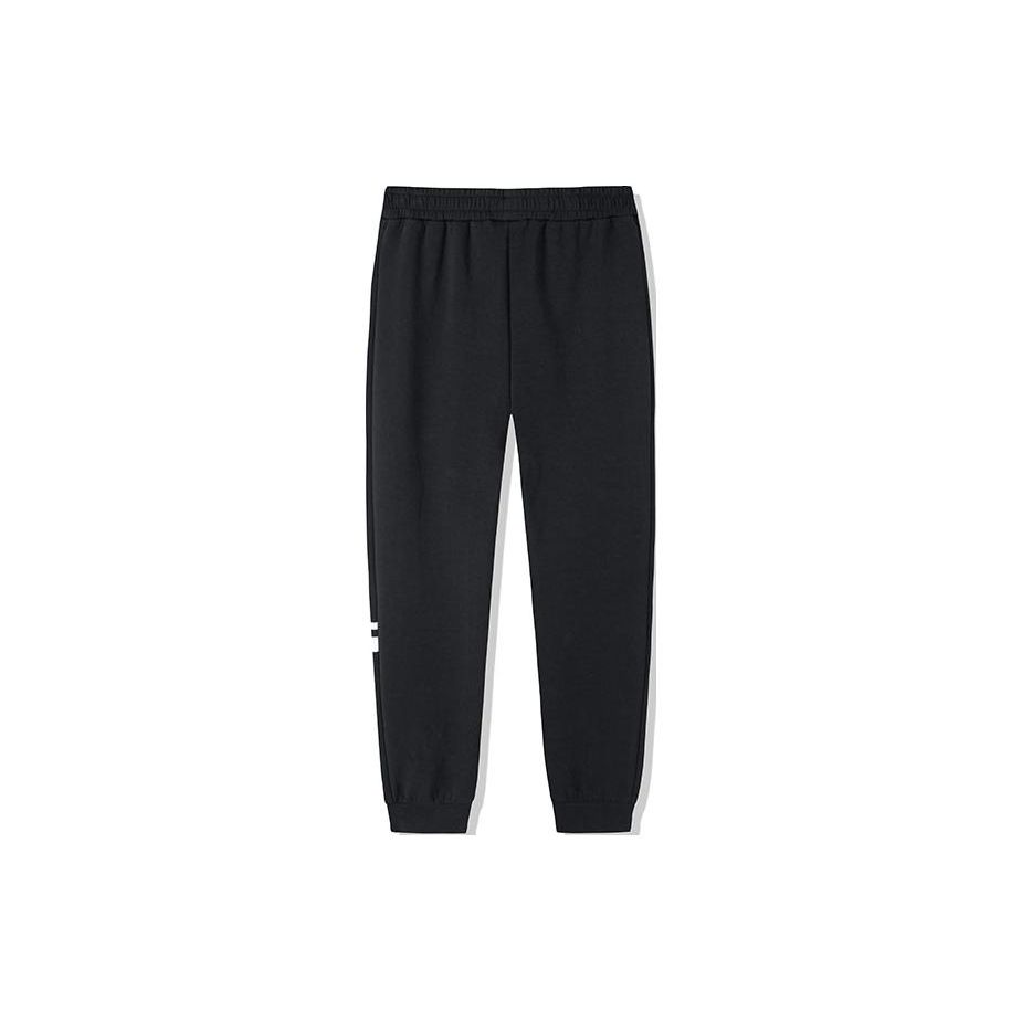 Anta Training Series Solid Color Mid Waist Drawstring Cuffed Knitted Sports Pants Women Bottoms Black 162217316-2