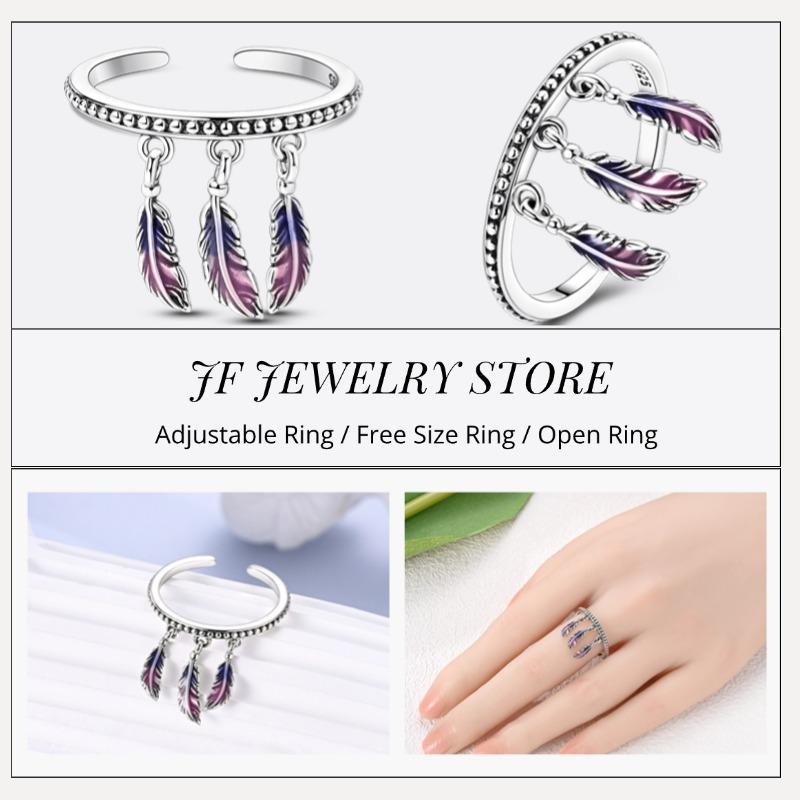 Free Size Ring For Women S925 Silver Original Blue Eyes Dragon Bee Shell Cherry Adjustable Rings Clover Chain Open Ring Jewelry