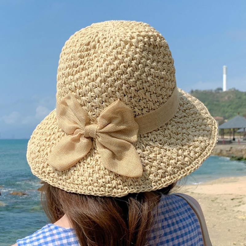 1pc Women's Sun Cap Beach Hat Women's Summer Panama Straw Bags Summer Straw or Wicker Cap Bucket Hat Sun Hats for Tralve,parties