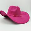 2023 New Vintage Sombrero Hombre Caps pink ribbon Suede hat large brim party fedora pink hat for women men cowboy hat cowgirl