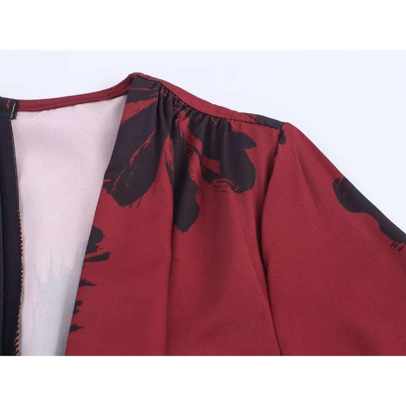 Kaslead New Women Clothes Western Style Fashion Simple Double Purpose Design Temperament Deep V Print Long Dress