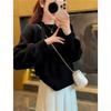 Korean 3D Flower Ribbon Sweater - Women's Autumn/Winter Fluffy Round Neck Knit Pullover