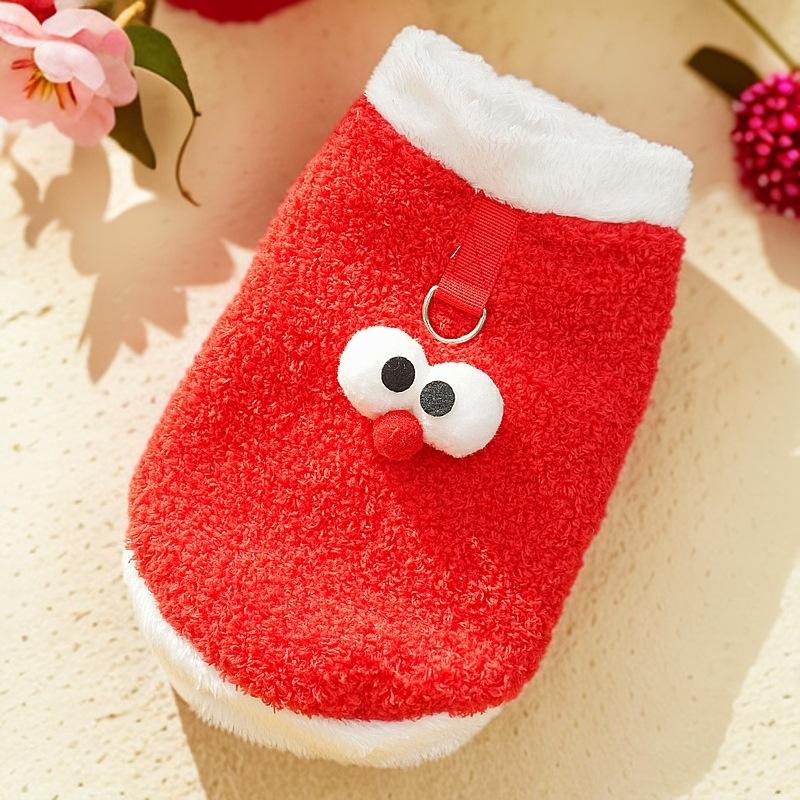 Cute Googly Eye Pet Vest for Small Dogs - Soft Fluffy Puppy Clothing (4 Colors) Warm Pet Apparel