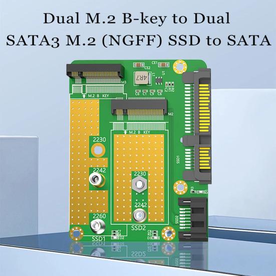

Dual M.2 B Key to Dual SATA3 Adapter Card Universal Wide Compatible Converter Adapter External M.2 SATA SSD Extension Card