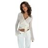 New women's clothing European and American straps, sexy horn sleeves, crossed hollow lace top