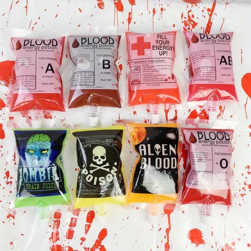 20Pcs 250Ml Halloween Cosplay Drink Container Bag Vampire Blood Pouch Props Zombie Beverage Drinks Bags Diy Party Supplies