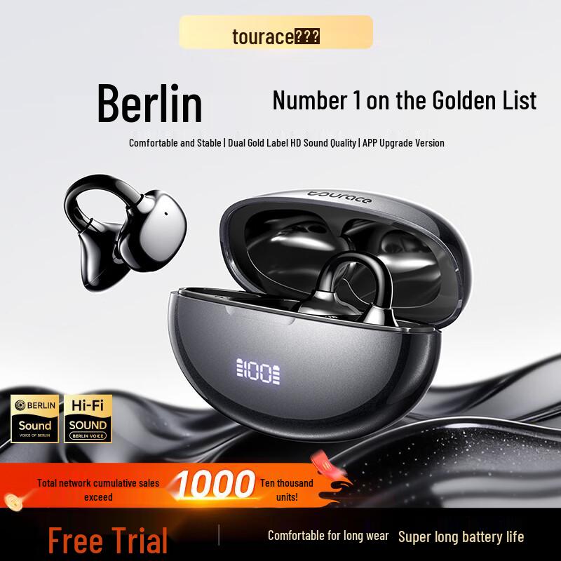

Tours AI Bone Conduction Open-Ear Clip-On Bluetooth Earbuds