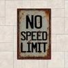 Vintage No Speed Limit Metal Sign, Rustic Iron Wall Art, Retro Plaque for Home
