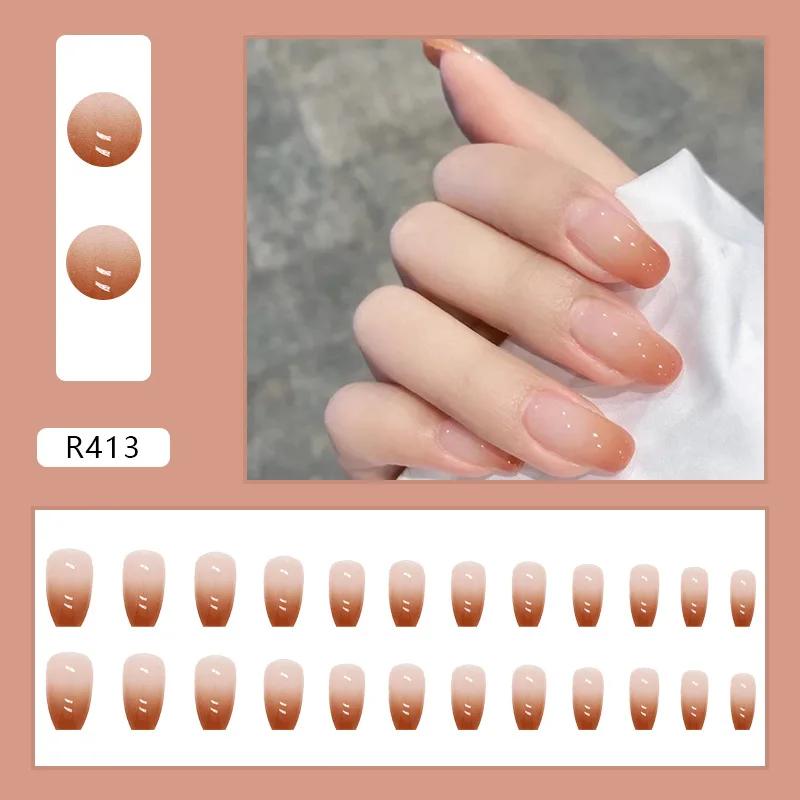 24Pcs French Tip Extra Long Ballerina Press On Nails Detachable Artificial Fake Nails Wearable Nail Art Tips