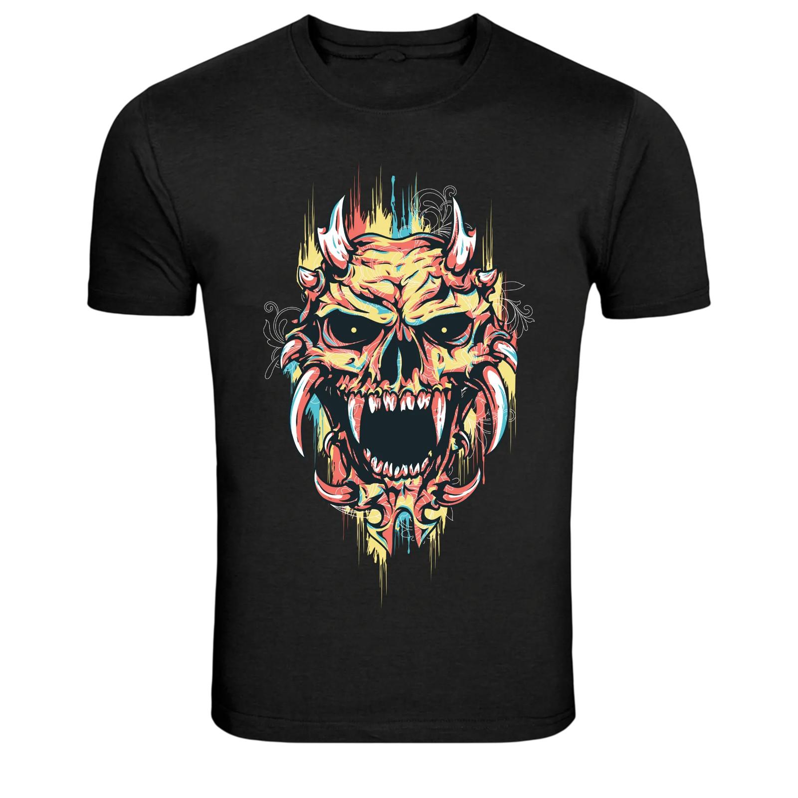 

Demon Skull Colorful Horror Graphic T-Shirt 5XL різнокольоровий