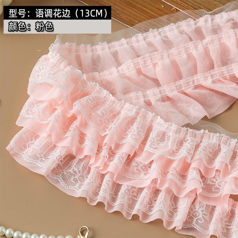 13cm Wide White Black Three Layers Lace Trim Ribbon Pleated Mesh Chiffon Fabric For Sewing Dress Decor Collar Hair Accessories