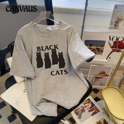 Plus Size Damen Baumwolle Kurzarm T-Shirt Sommer Casual Oversize Loose Paar Tops