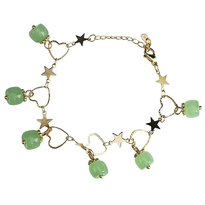 Hetian Jade Bracelet For Women Trendy Star Heart Tassel Charm Bracelet Jewelry