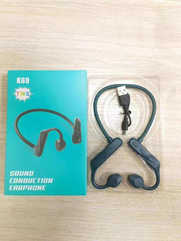 New K69 Sweat-Proof Bone & Sound Conduction Bluetooth 5.0 Back-Hook Wireless Sports Headset