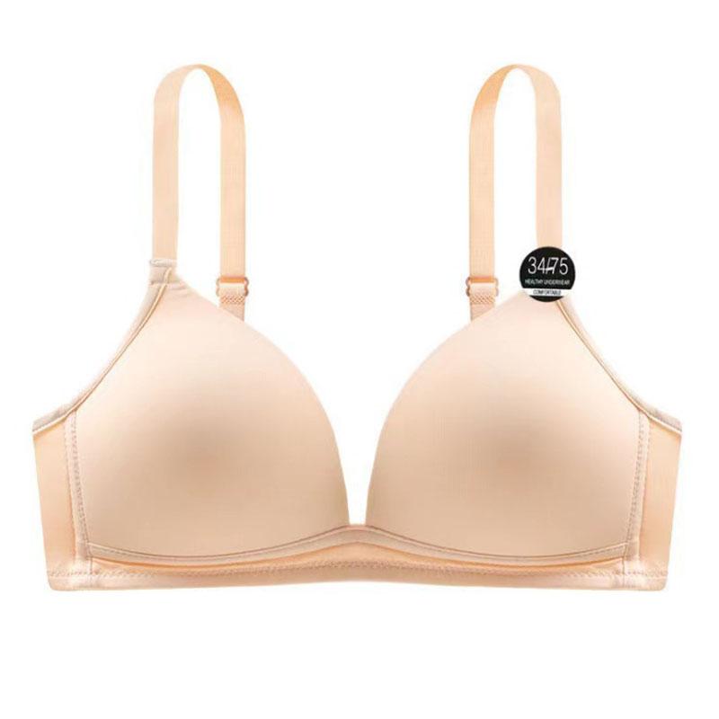 Simple Triangular Cup Deep V Seamless Bra Ladies' Small Breasts Gathered Together Smooth Surface Without Steel Ring Lightweight Bra