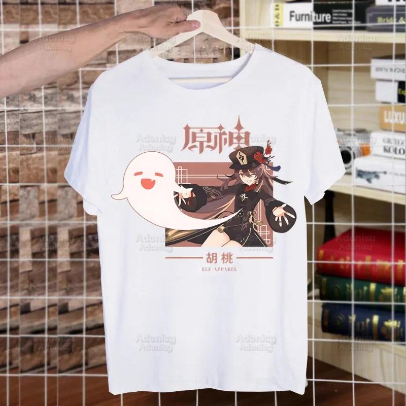 Genshin Impact HuTao Cartoon Kawaii  Unisex's Tshirt Cute Shirt  Unisexs Fashion T-Shirt For  Unisex Casual Tops Short Sleeve Shirt